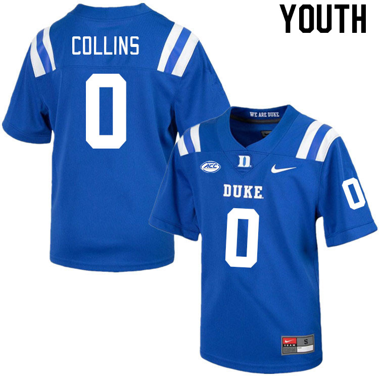 Youth #0 Marquise Collins Duke Blue Devils College Football Jerseys Stitched-Royal